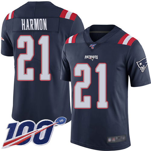 New England Patriots Football #21 100th Season Rush Limited Navy Blue Men Duron Harmon NFL Jersey